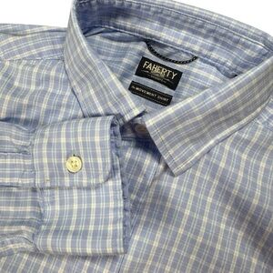Faherty Men’s S Performance Stretch Movement Blue Plaid Shirt